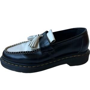 Dr. Martens Loafers Adrian Black White Tassel Fringe Shoes Men's 6 Women's 7